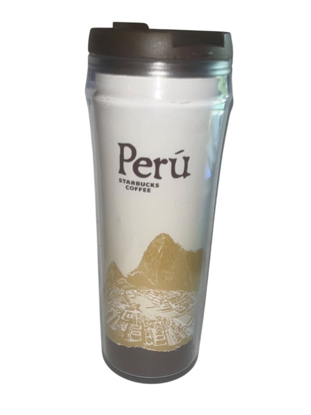 Starbucks Peru Travel Tumbler 16oz Brown Lid With Andean Design - Picture 1 of 5